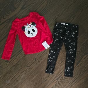 Kohl's Red and Black Panda Kids Matching Set